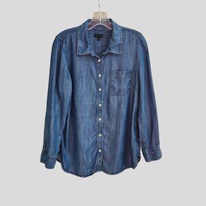 Talbots chambray denim long-sleeve button-up shirt